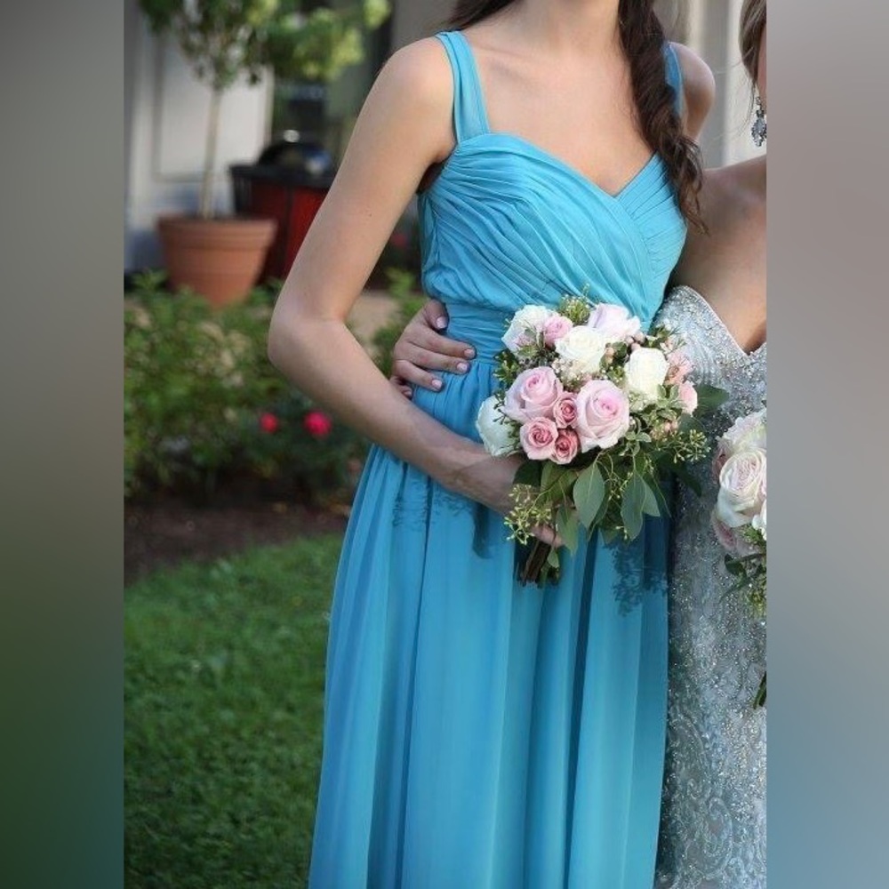 Blue long bridesmaid dress